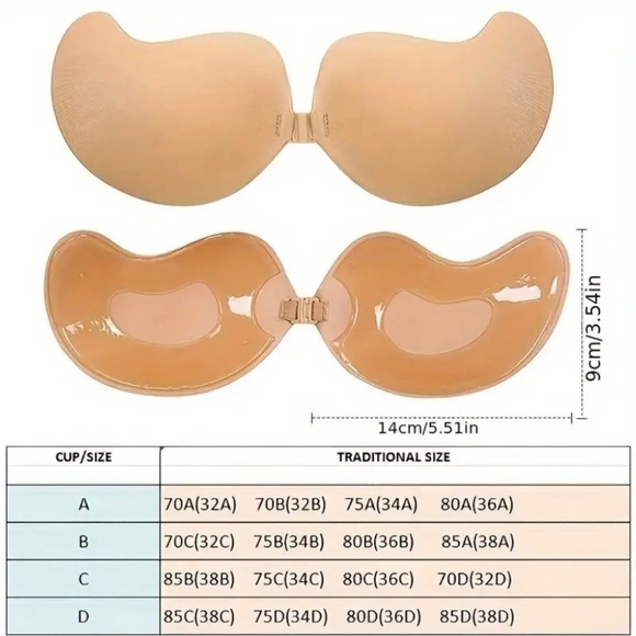 Pair of Invisible Strapless Bras , Self-Adhesive Backless Reusable Push-up Bras - Picture 8 of 10